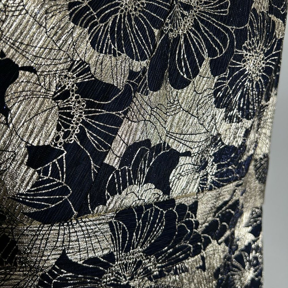 Betsy & Adam GWEN" LONG ONE SHOULDER WRAP FOIL FLOWER DRESS PETITE NWT - Picture 8 of 9